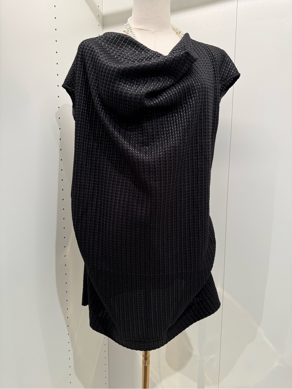 Basler Black Draped Knit Tunic Top